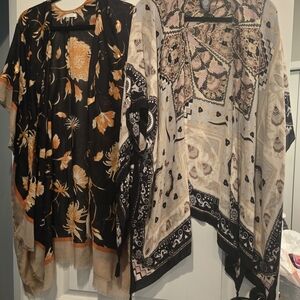 Vince Camuto Black and Beige Floral & Paisley Lightweight Wraps Buy 2 get 1 free